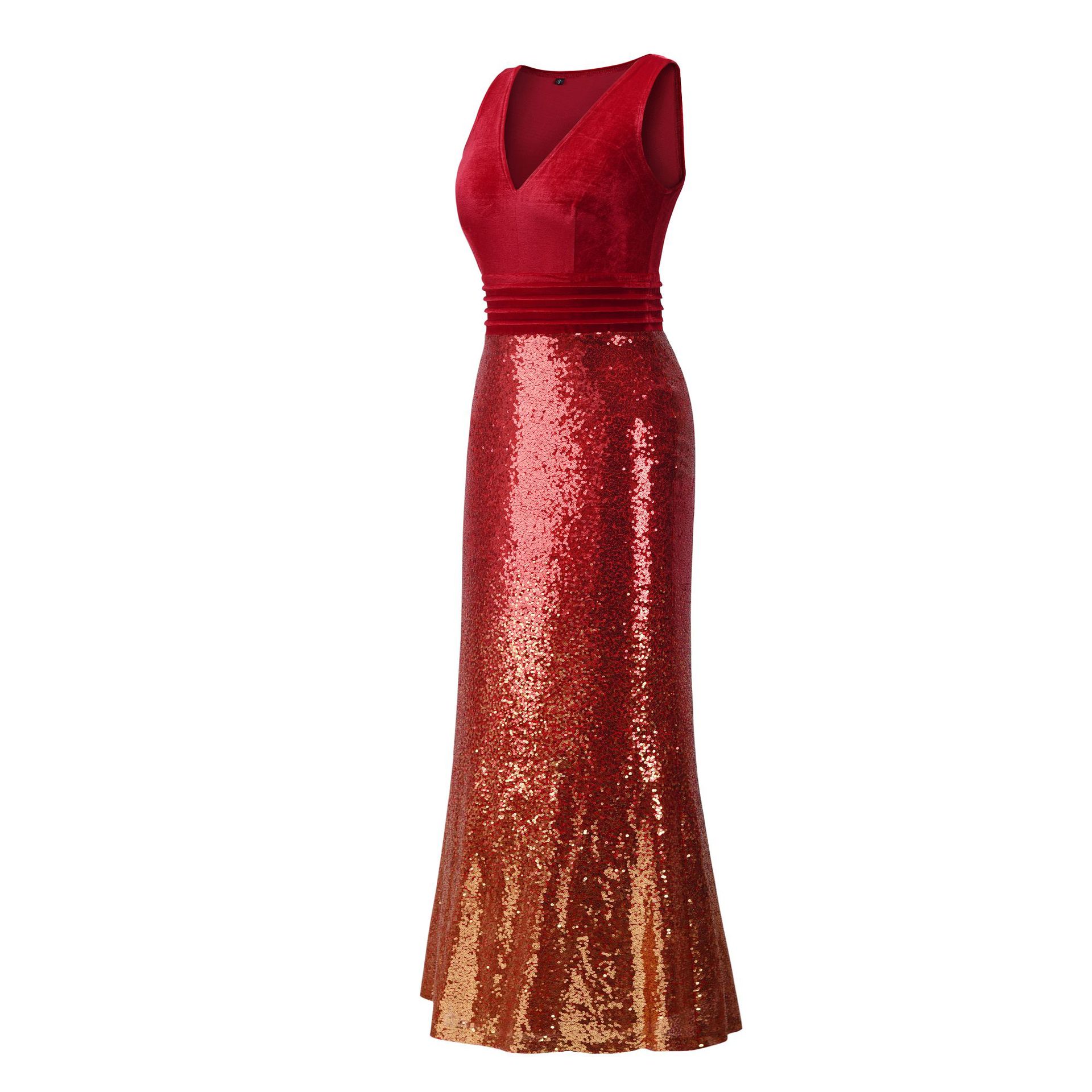 SZ60257-1 Party Dress Fashion Stitching Sequin Evening Fishtail